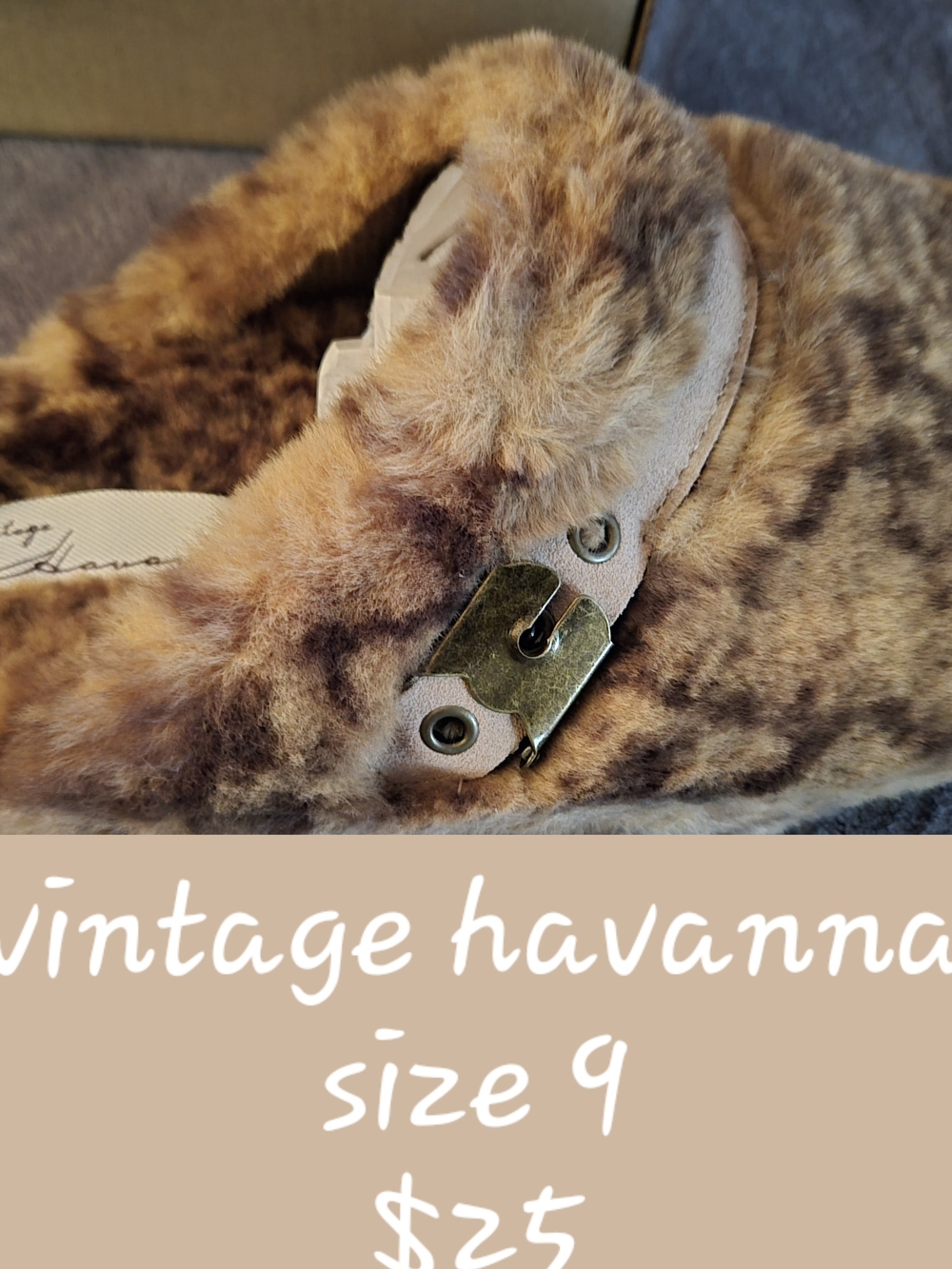 Vintage Havana Faux Fur Clog Mules in Brown